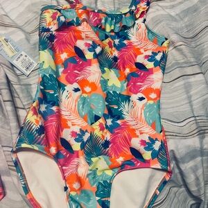 3 New Girls 1 Pc Swimsuits & Cover Up Sz 10/12 Cat & Jack